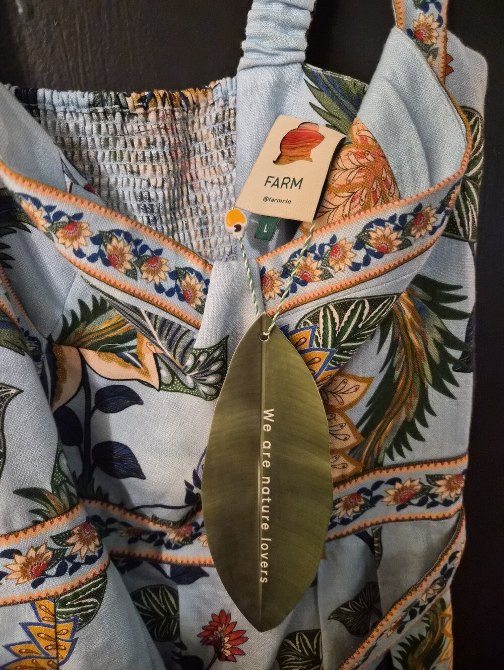 Farm Rio Delhi Floral Belted Sleeveless Sweetheart Linen Romper L - Picture 2 of 6